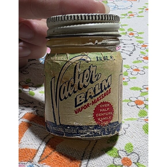 Antique 1900's? Vacher Blam Vapor Rub In A Glass Jar - Picture 1 of 6